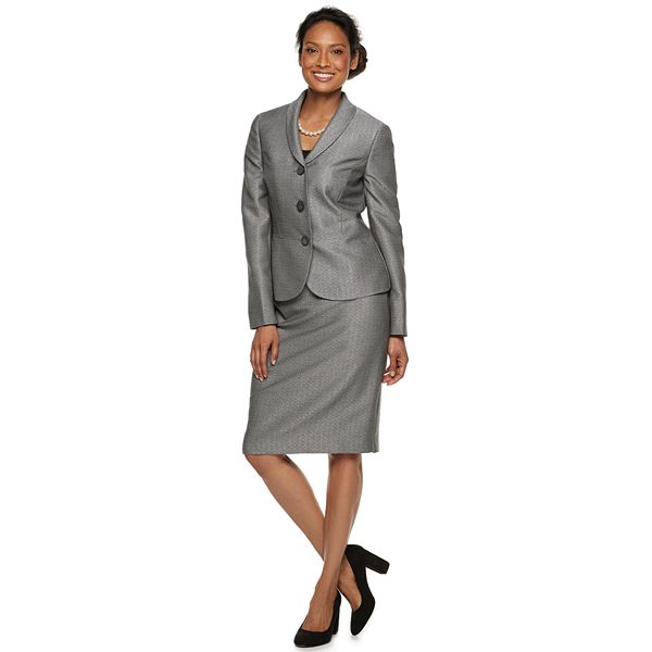 LeSuit Womens 3 Button Shawl Collar JKT Skirt Suit Suit-Skirt Set