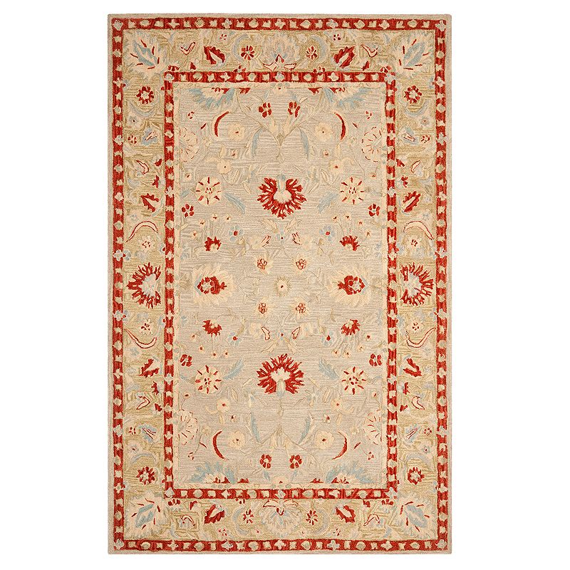 Safavieh Anatolia Alexandra Framed Floral Wool Rug, Beige, 6Ft Rnd