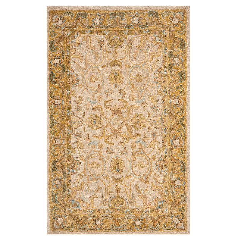 Safavieh Anatolia Chelsea Framed Floral Wool Rug, Beige, 2X8 Ft