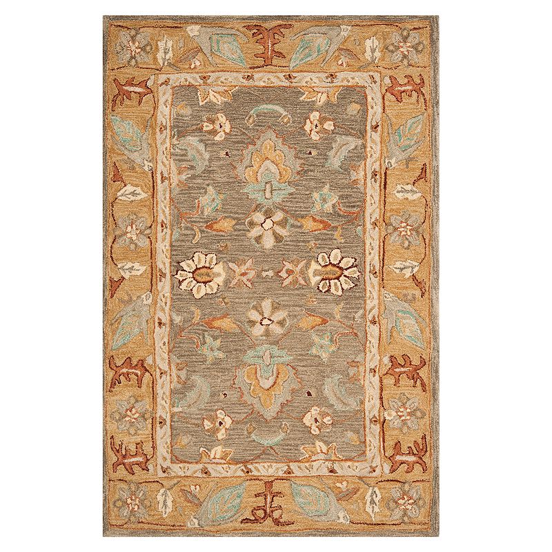 Safavieh Anatolia Corey Framed Floral Wool Rug, Brown, 4X6 Ft