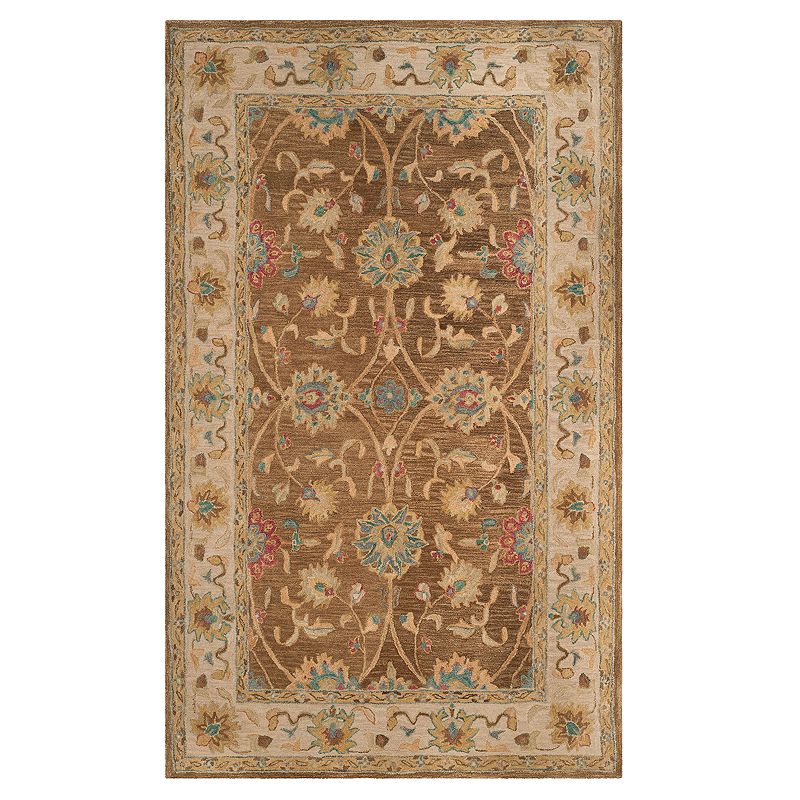 Safavieh Anatolia Robyn Framed Floral Wool Rug, Brown, 4X6 Ft