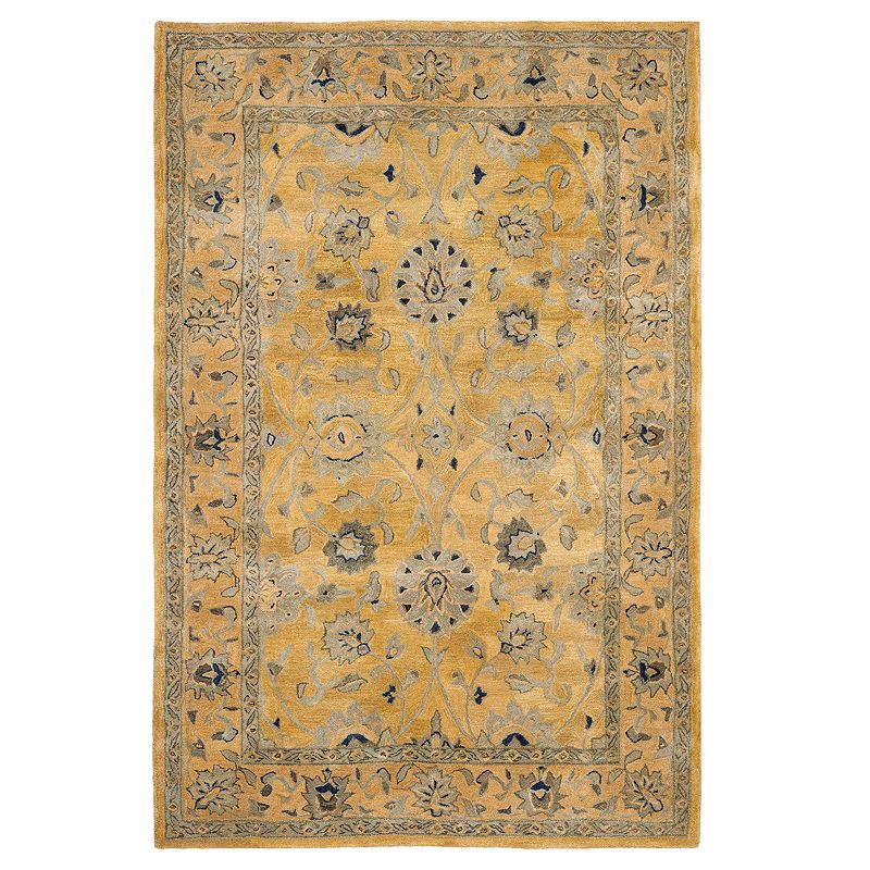 Safavieh Anatolia Robyn Framed Floral Wool Rug, Gold, 3X5 Ft