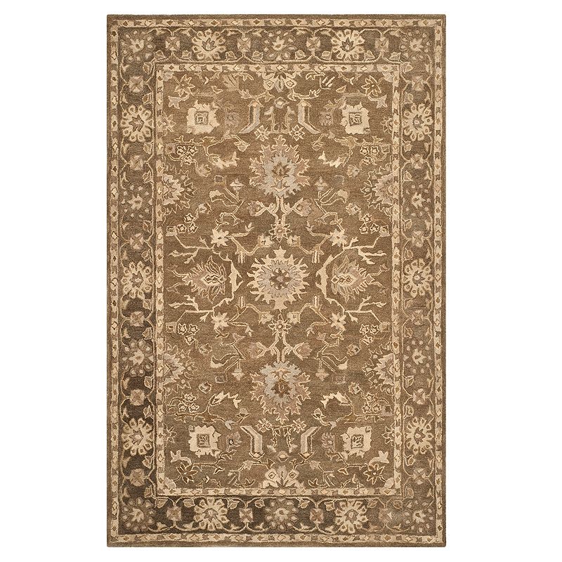 Safavieh Anatolia Zelda Framed Floral Wool Rug, Grey, 6X9 Ft at RugsBySize.com