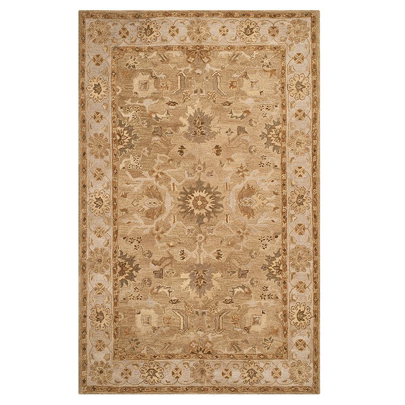 Safavieh Anatolia Zelda Framed Floral Wool Rug, Beige, 6Ft Rnd