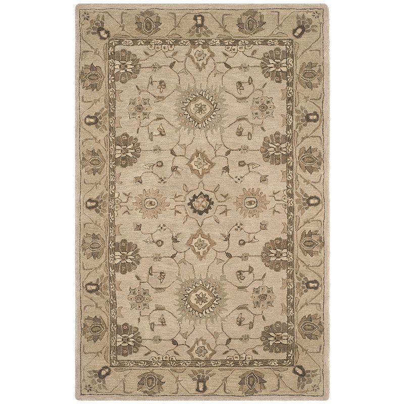 Safavieh Anatolia Cameron Framed Floral Wool Rug, Beig/Green, 5X8 Ft