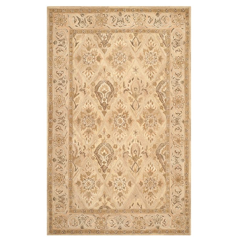 Safavieh Anatolia Rhonda Framed Floral Wool Rug, Beig/Green, 6X9 Ft