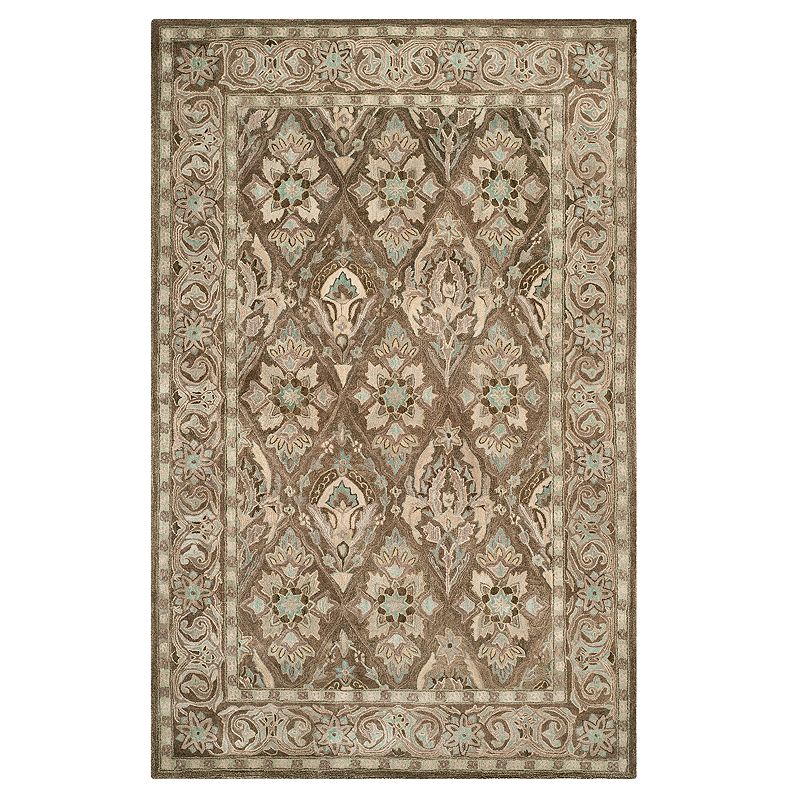 Safavieh Anatolia Rhonda Framed Floral Wool Rug, Brown, 6X9 Ft