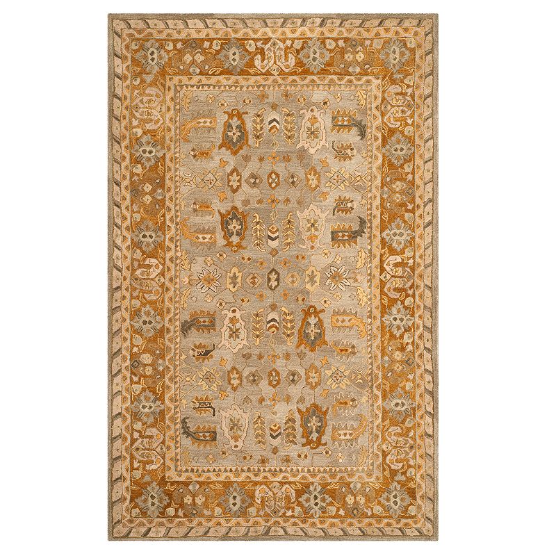 Safavieh Anatolia Bryce Framed Floral Wool Rug, Grey, 4X6 Ft