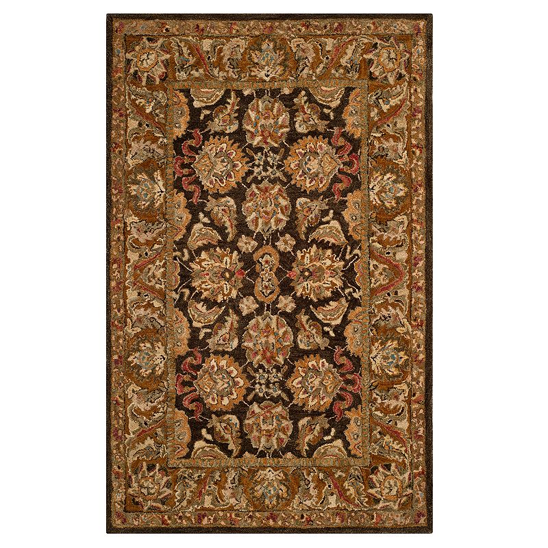 Safavieh Anatolia Amber Framed Floral Wool Rug, Dark Brown, 4X6 Ft