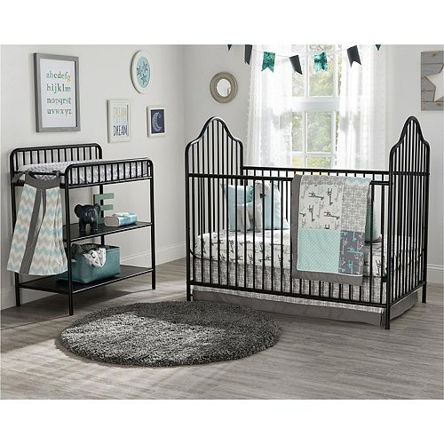 Little Seeds Rowan Valley Lanley Metal Crib Changing Table Set