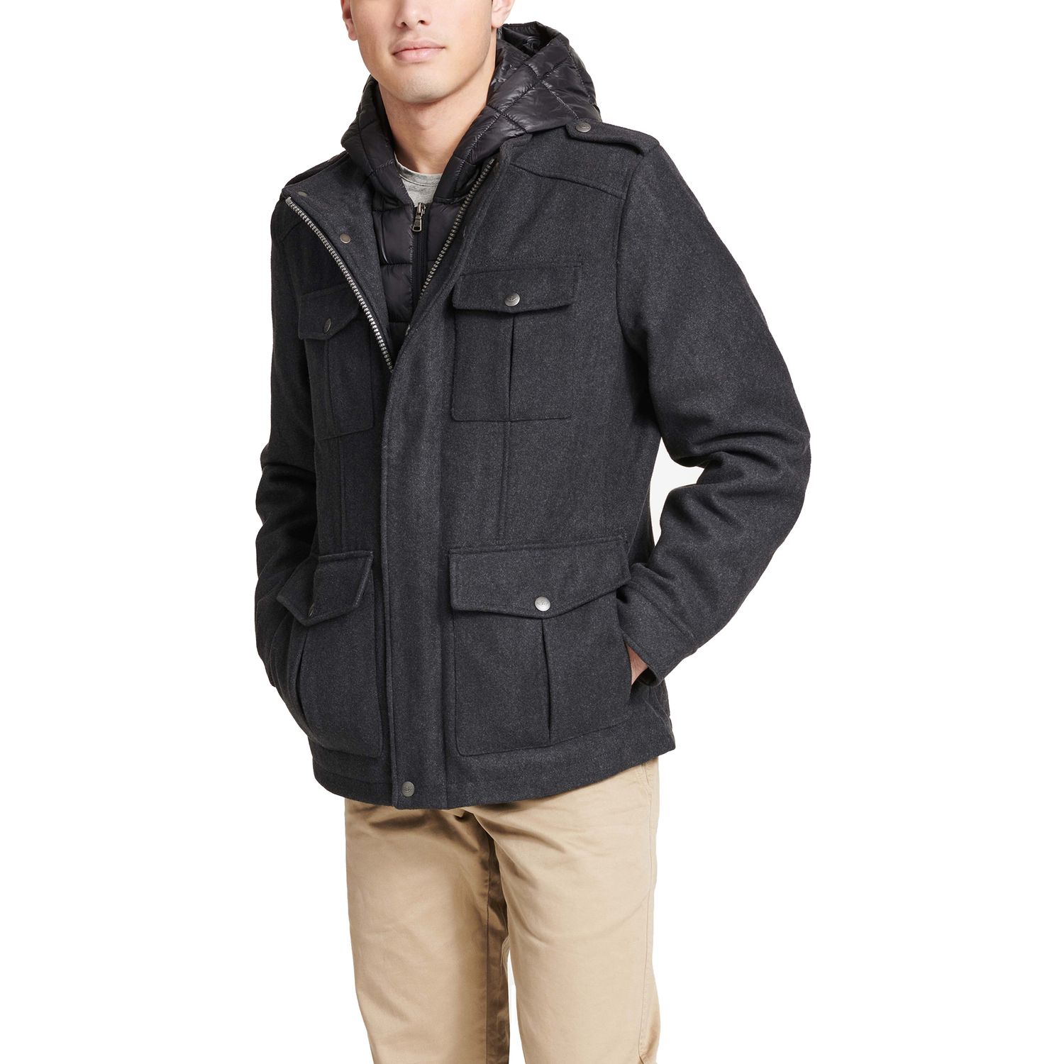 levi's men's wool blend military jacket with hood