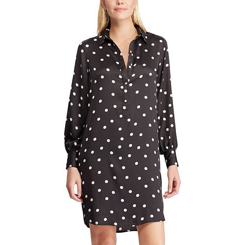 white polka dot shirt dress