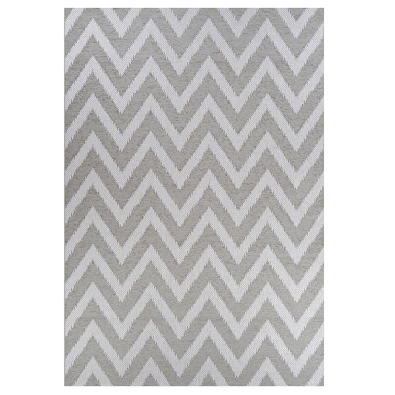Couristan Timber Cascade Chevron Indoor Outdoor Rug, Green, 6X9 Ft