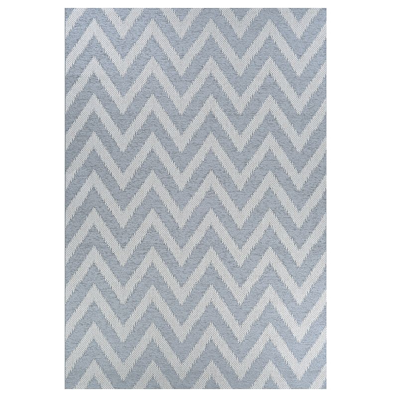 Couristan Timber Cascade Chevron Indoor Outdoor Rug, Blue, 6X9 Ft