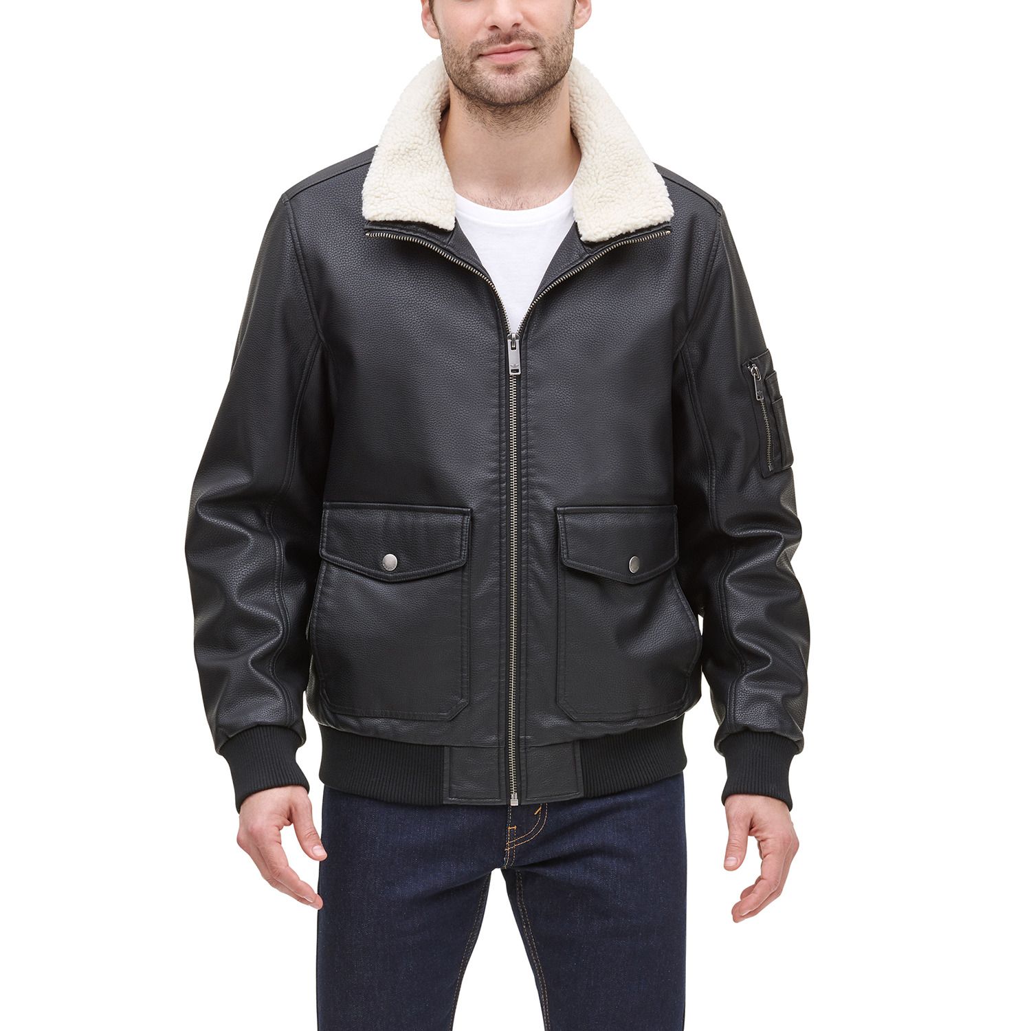 dockers leather bomber jacket