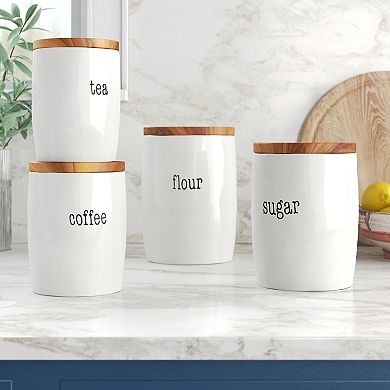 Certified International Just Words 4-piece Canister Set with Wooden Lids 