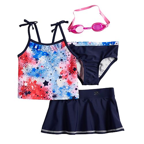 Girls 4-6x ZeroXposur Fireworks Tankini Top, Bottoms & Skirt Swimsuit ...