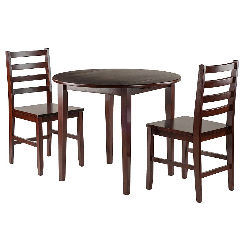 Winsome Clayton Drop-Leaf Table & Chairs 3-piece Set, Med Brown