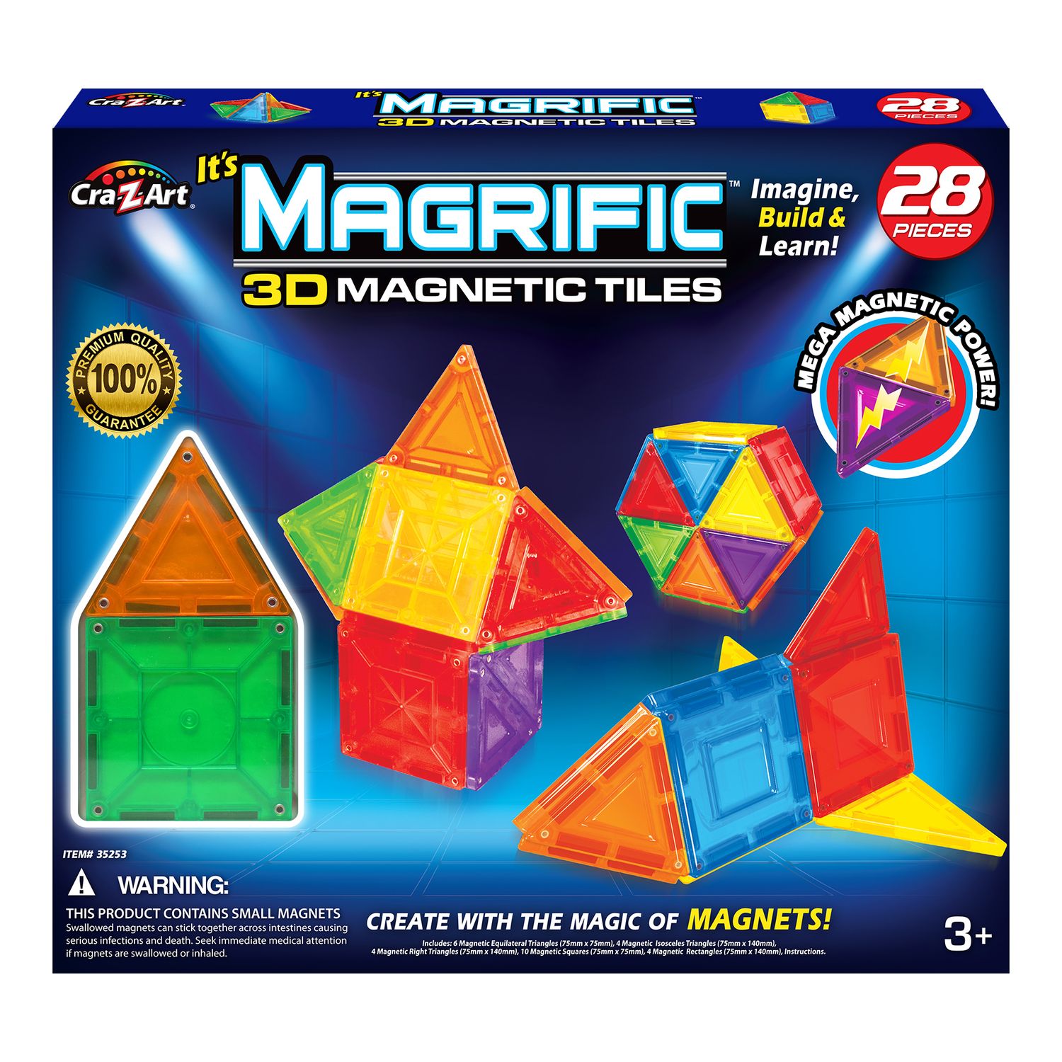 magrific 100 piece magnetic tiles