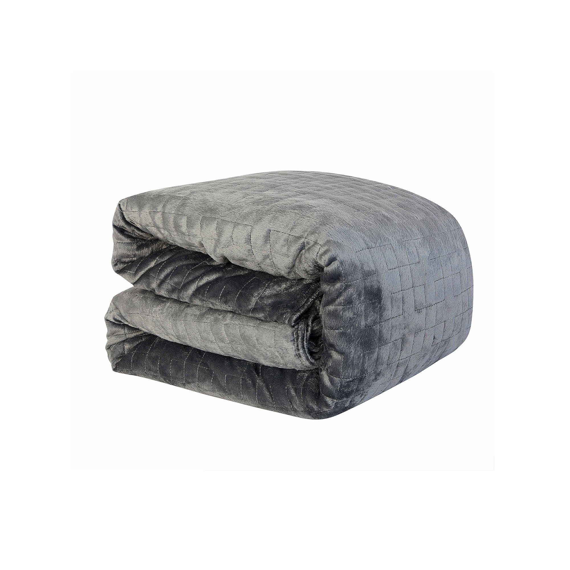 Altavida® Plush Microfiber Weighted Blanket with Minky Duvet Cover, Blue G