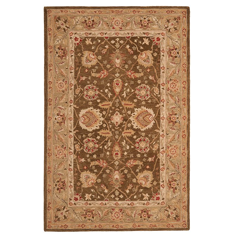 Safavieh Anatolia Lucie Framed Floral Wool Rug, Brown, 5X8 Ft