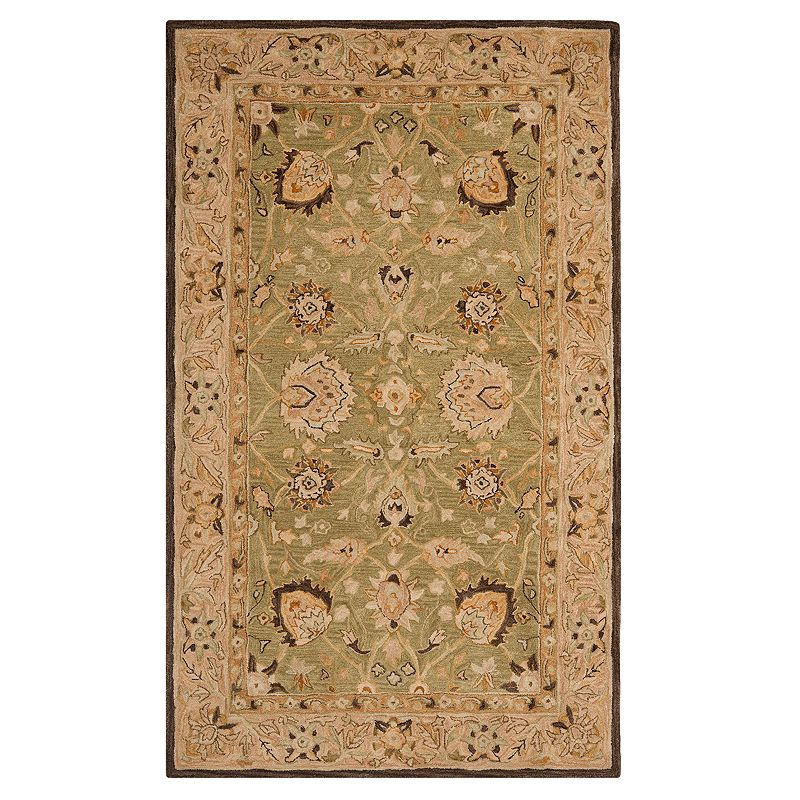 Safavieh Anatolia Lucie Framed Floral Wool Rug, Green, 6Ft Rnd