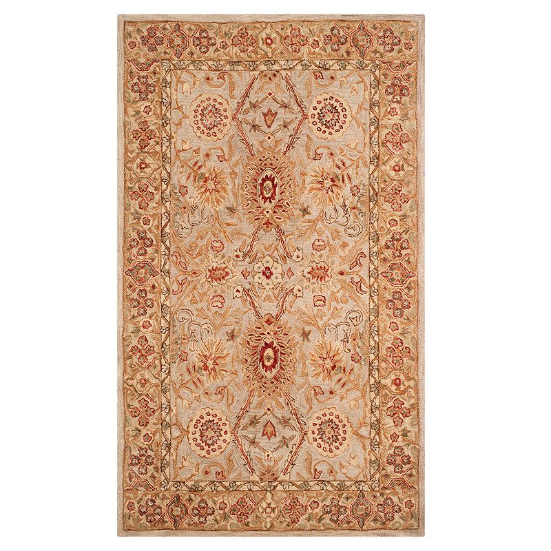 Safavieh Anatolia Marion Framed Floral Wool Rug, Grey, 5X8 Ft