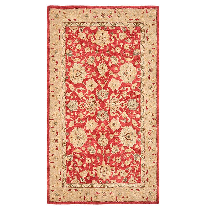 Safavieh Anatolia Florence Framed Floral Wool Rug, Red, 6X9 Ft