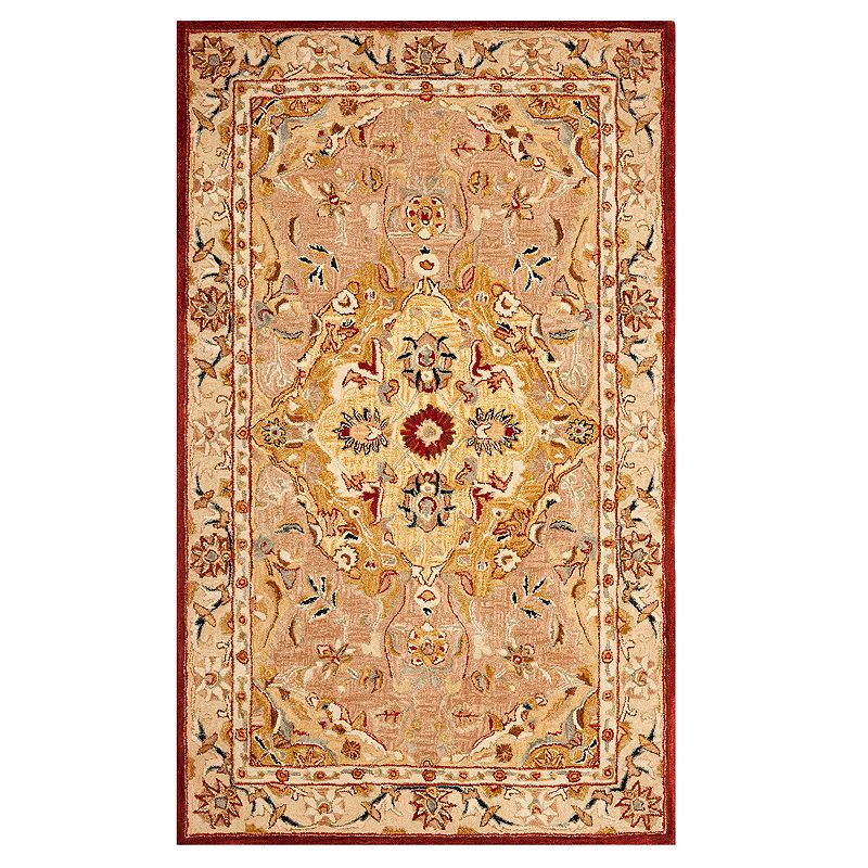 Safavieh Anatolia Jasmine Framed Floral Wool Rug, Gold, 5X8 Ft