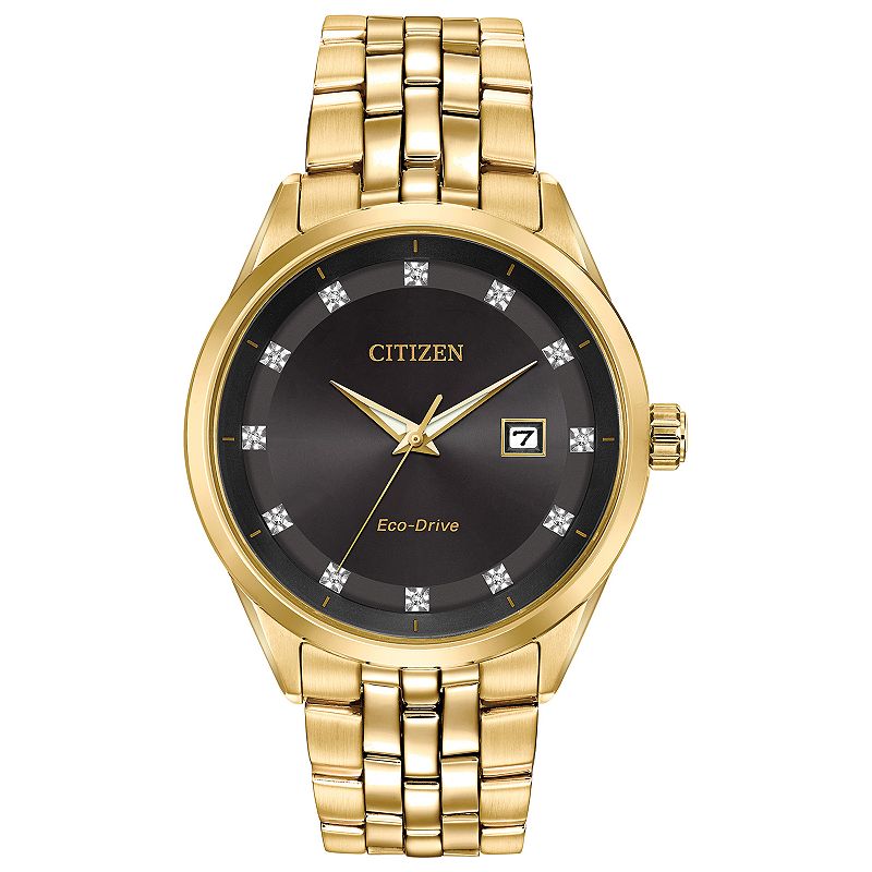 Citizen Eco-Drive Men's Corso Diamond Stainless Steel Watch - BM7252-51G, Size: Large, Gold Tone