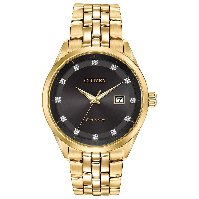Citizen Eco-Drive Mens Corso Diamond Stainless Steel Watch - BM7252-51G, S