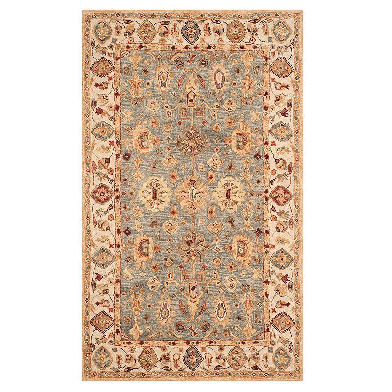 Safavieh Anatolia Dorian Framed Floral Wool Rug, Blue, 6Ft Rnd