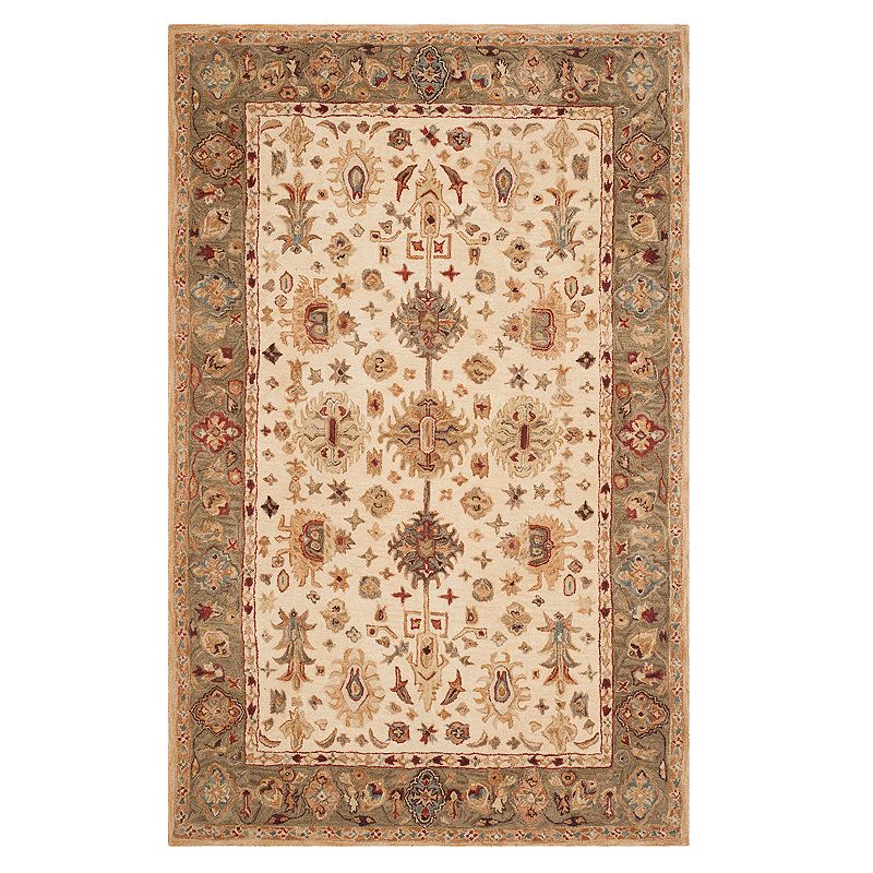 Safavieh Anatolia Dorian Framed Floral Wool Rug, Beige, 5X8 Ft