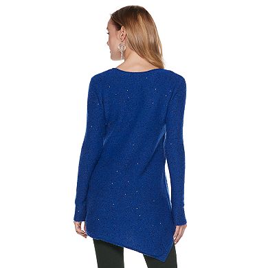 Women's Apt. 9® Asymmetrical Sequin Scoopneck Sweater