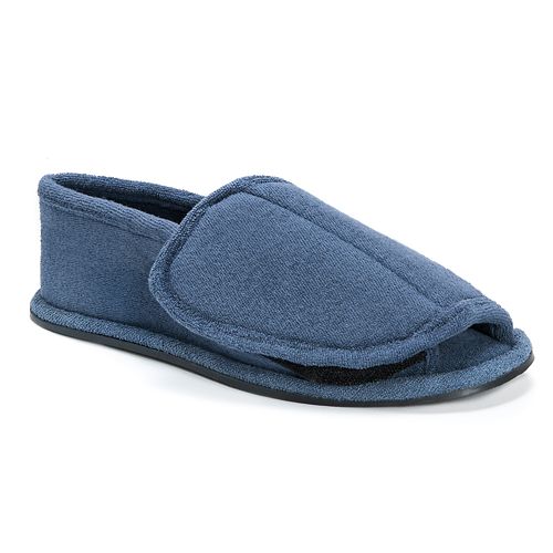 open toe leather slippers for men