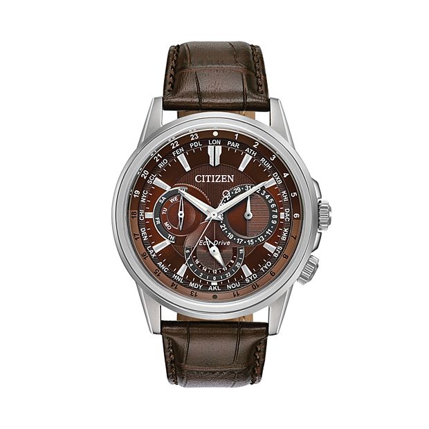 Citizen Eco Drive Men s Calendrier Leather World Time Watch