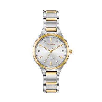 Citizen Eco-Drive Women's Diamond Accent Two Tone Stainless Steel Watch - FE2104-50A