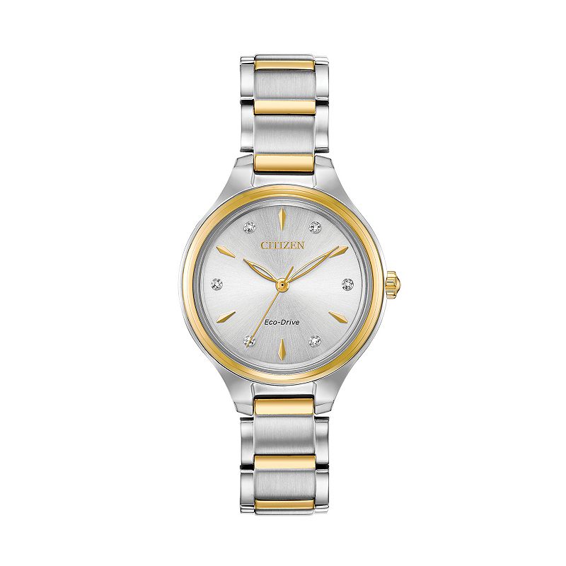 Citizen Eco-Drive Women's Diamond Accent Two Tone Stainless Steel Watch - FE2104-50A, Size: Small
