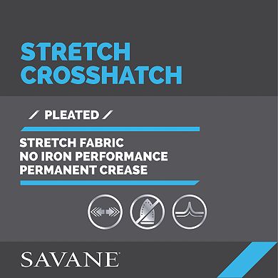 Big & Tall Savane Straight-Fit Stretch Crosshatch Pleated Dress Pants