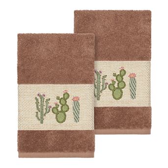 Linum Home Textiles Turkish Cotton Mila Embellished Hand Towel Set
