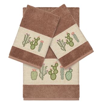 Linum Home Textiles Turkish Cotton Mila 3 pc Embellished Towel Set