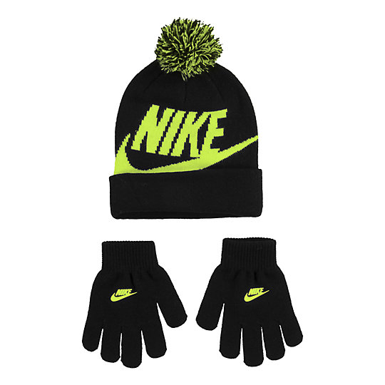 Boys 4 20 Nike Swoosh Beanie Gloves Set