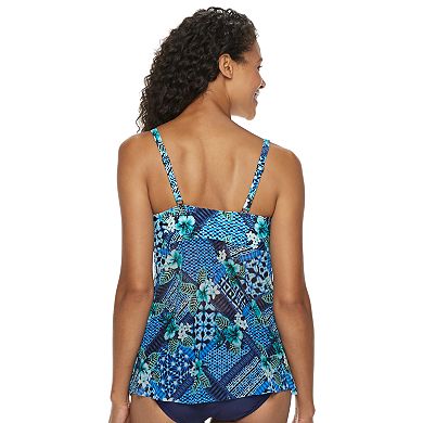 Women's Croft & Barrow® Mesh Flyaway D-Cup Tankini Top