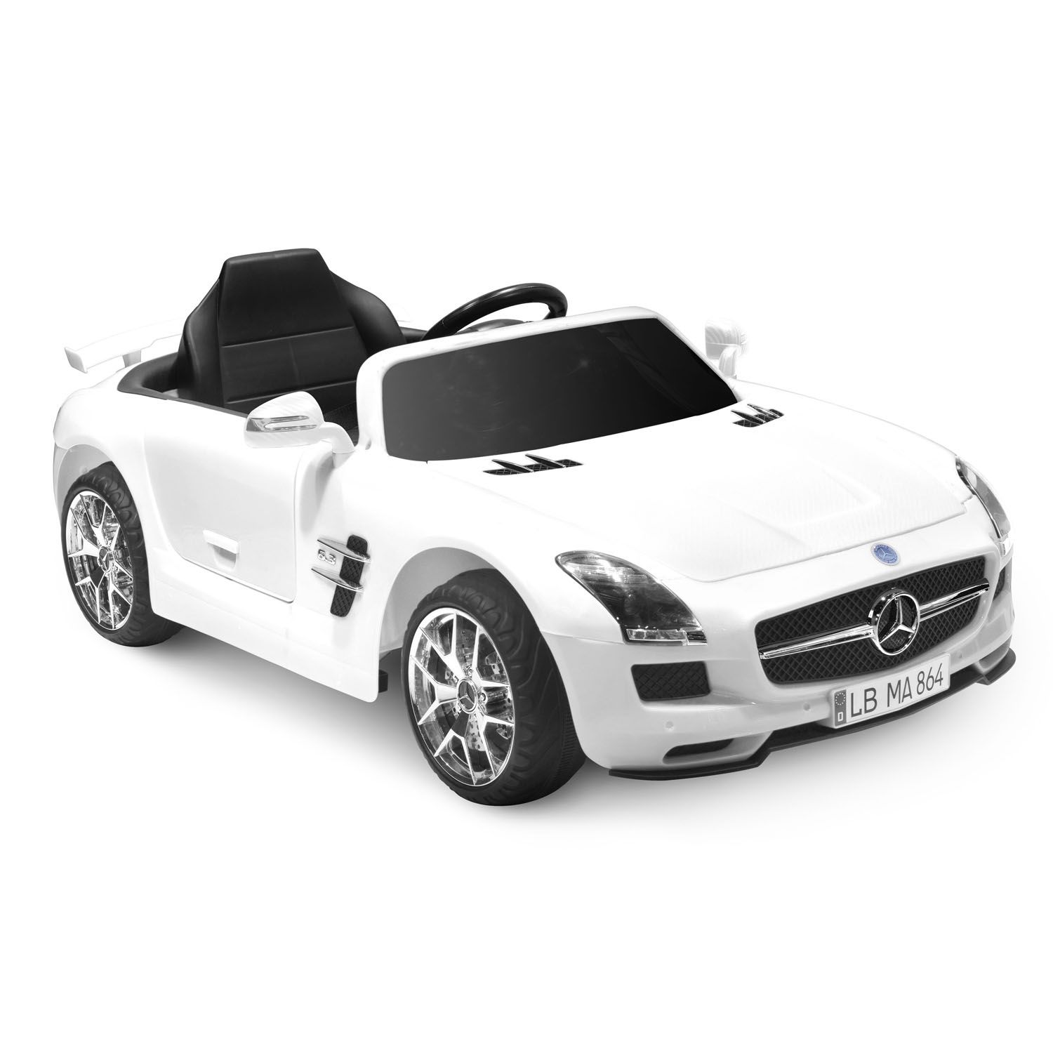 white mercedes ride on car