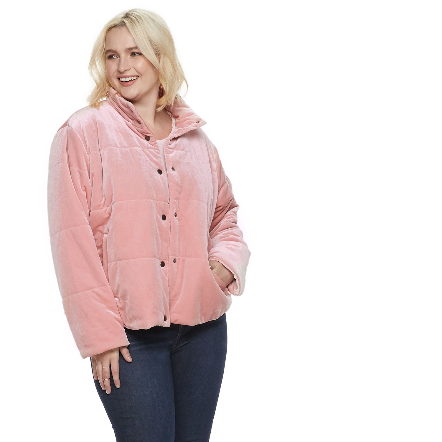 plus size pink puffer jacket