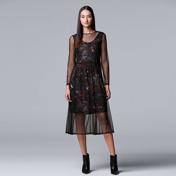 Women's Simply Vera Vera Wang Floral Mesh Overlay Dress