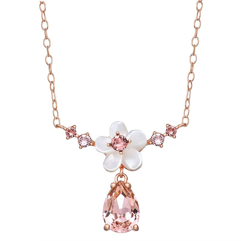 Sterling N Ice Crystal & Mother-of-Pearl Flower Necklace, Womens, Size: