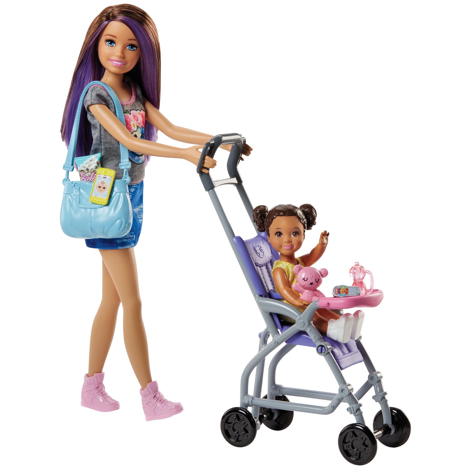 babysitter barbie with stroller