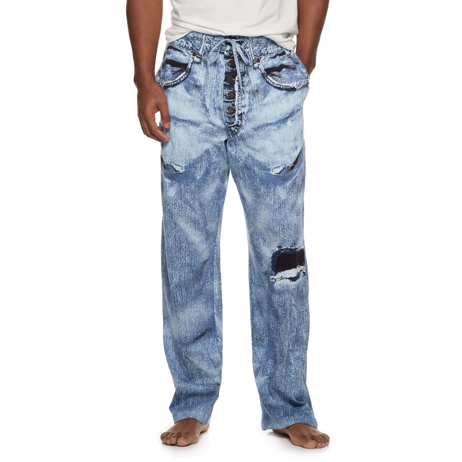 mens denim look lounge pants