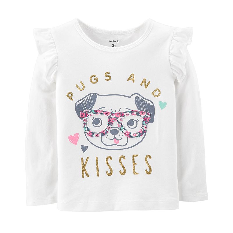 UPC 192135000434 product image for Baby Girl Carter's Graphic Ruffled Tee, Size: 3 Months, White | upcitemdb.com